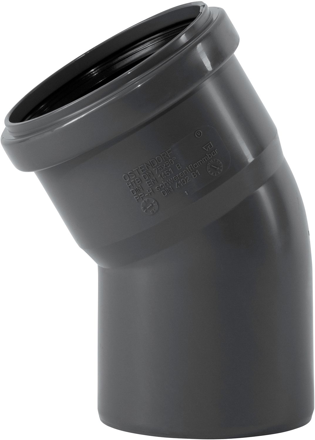 ELLEBOOG 30° MF 75MM PP HT-SAFE OST.