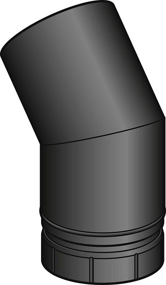 PELLETKACHEL BOCHT 45° POUJ. 80MM ZWART