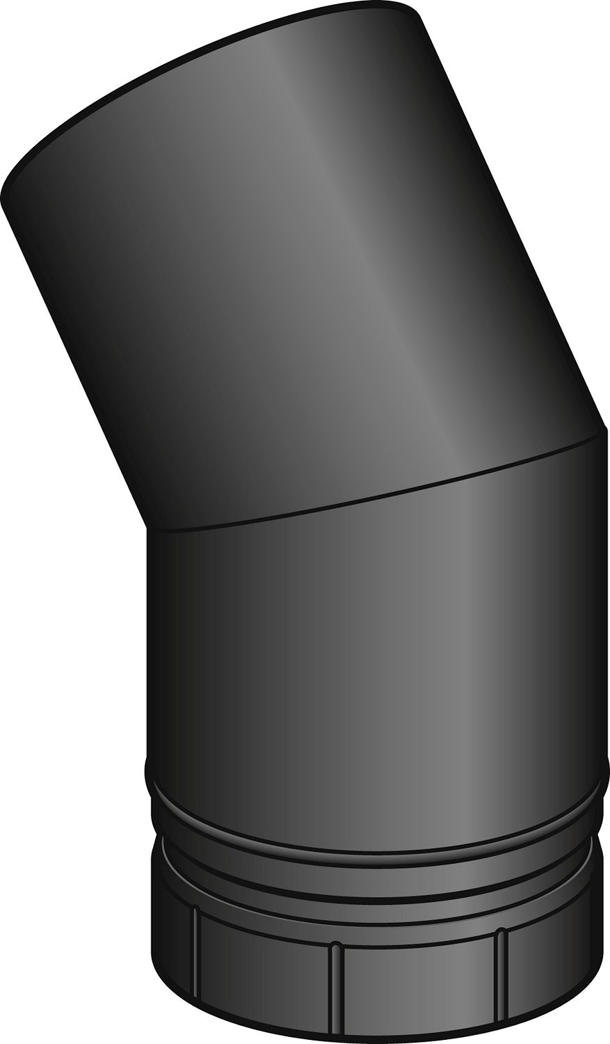 PELLETKACHEL BOCHT 45° POUJ. 80MM ZWART