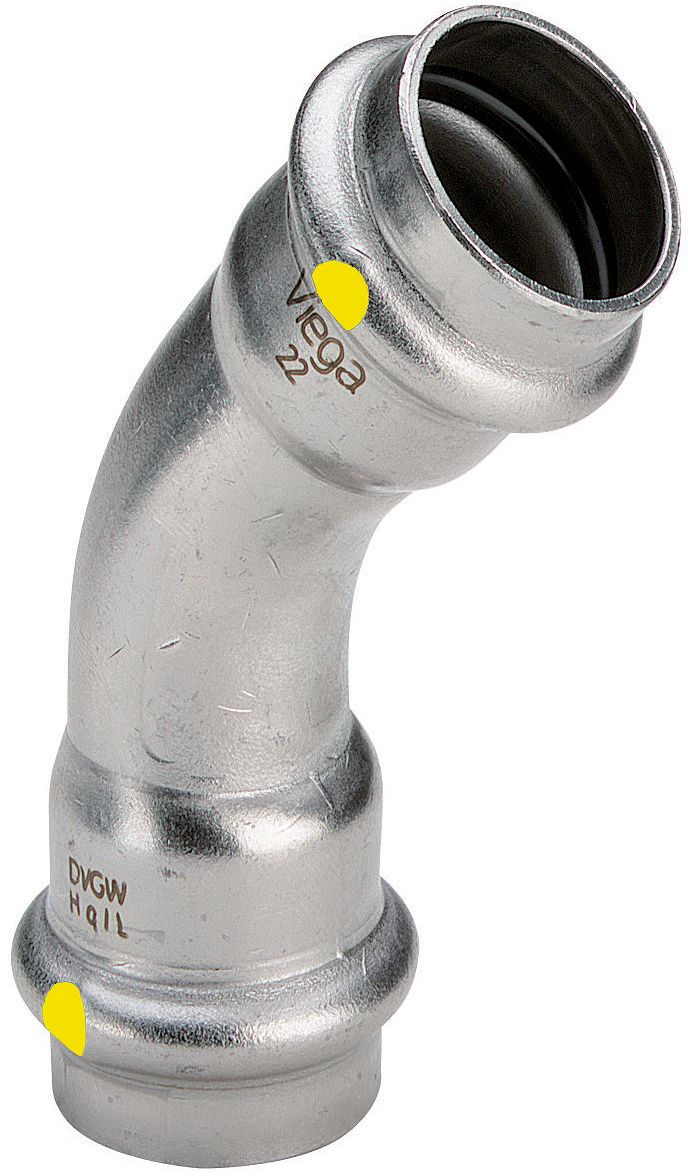 ELLEBOOG 45°FF 28MM SANPR INOX GAS VIEGA