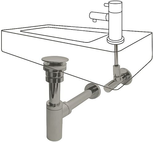 AANSLUITSET HANDENWASSER INOX UNIVERSEEL