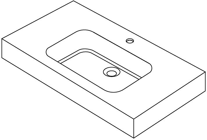 TABLET PURO 90CM 1 LAVABO SOLID MAT WIT