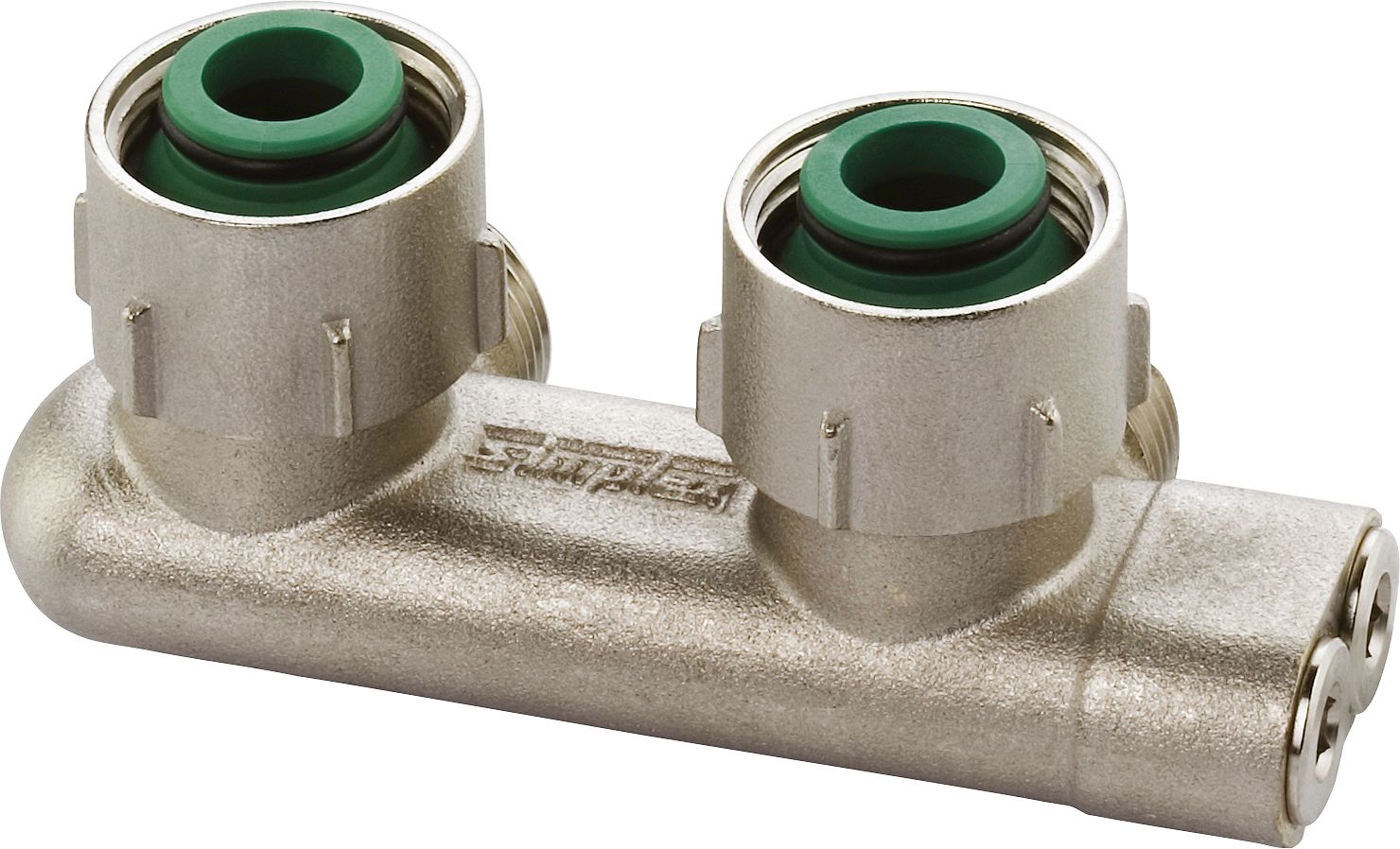 OMGEK.H-BLOK 2-PIJPS SIMPLEX HAAKS 1/2&quot;