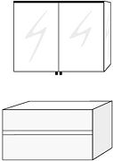 MBL.TENSO OPBOUW LAV.2LADEN+ SPIEGELKAST