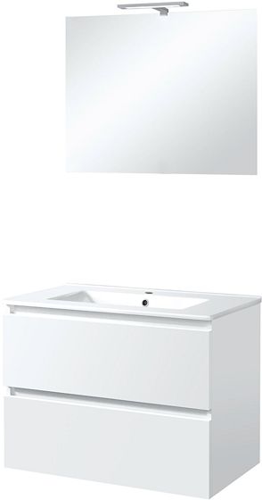 MEUBLE ICE SOLO MIROIR +ECL.80CM BL.BR.